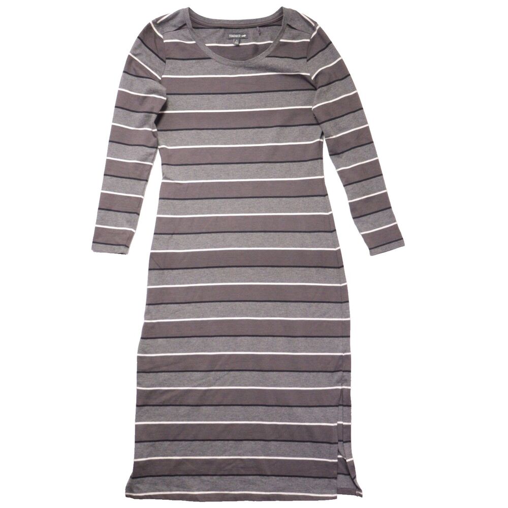 Toad & Co Montclair Maxi Dress ORGANIC COTTON Blend Stripe Casual Sz Small